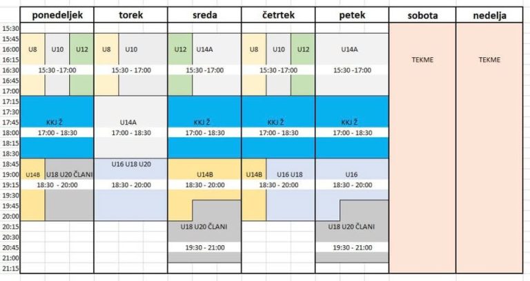Termini treningov za sezono 2026/27